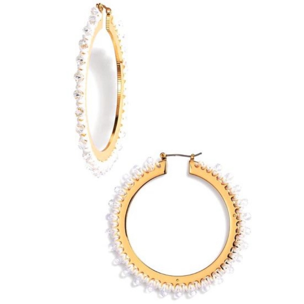 $68 Kate Spade wrap it up hoop earrings off white / white
